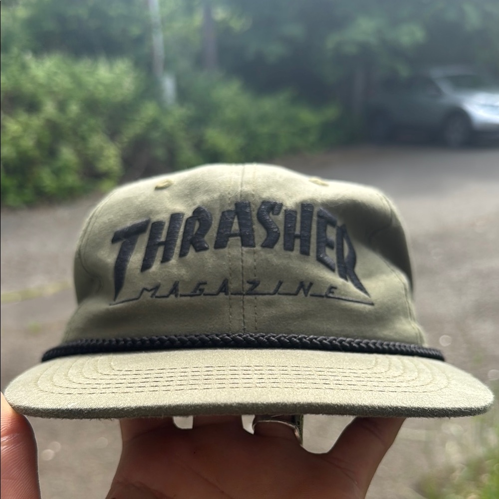 Thrasher Green Skate Hat Flat Brim